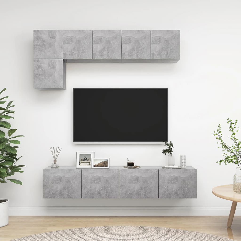 5Dílný Set Tv Skříněk Betonově Šedý Kompozitní Dřevo
