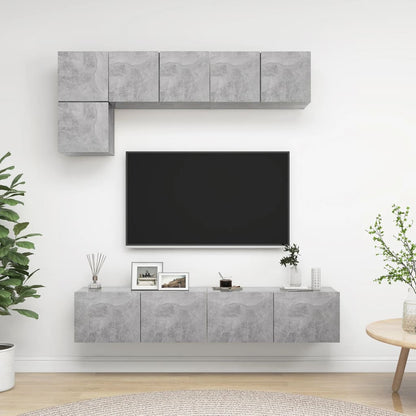 5Dílný Set Tv Skříněk Betonově Šedý Kompozitní Dřevo
