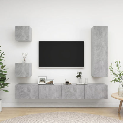 5Dílný Set Tv Skříněk Betonově Šedý Kompozitní Dřevo