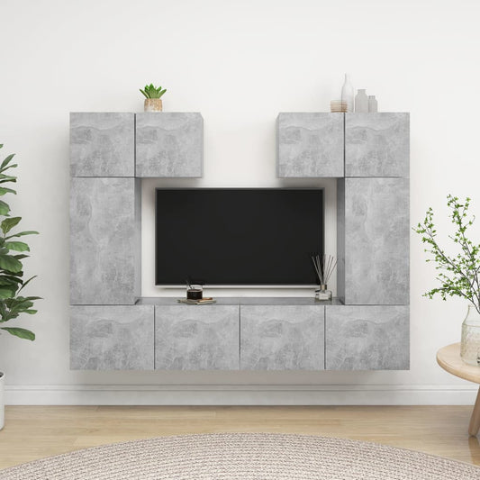6Dílný Set Tv Skříněk Betonově Šedý Dřevotříska