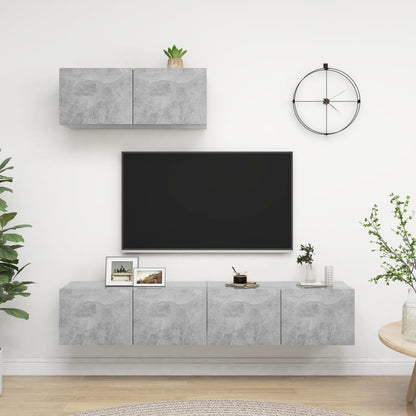 Tv Skříňky 3 Ks Betonově Šedé Kompozitní Dřevo