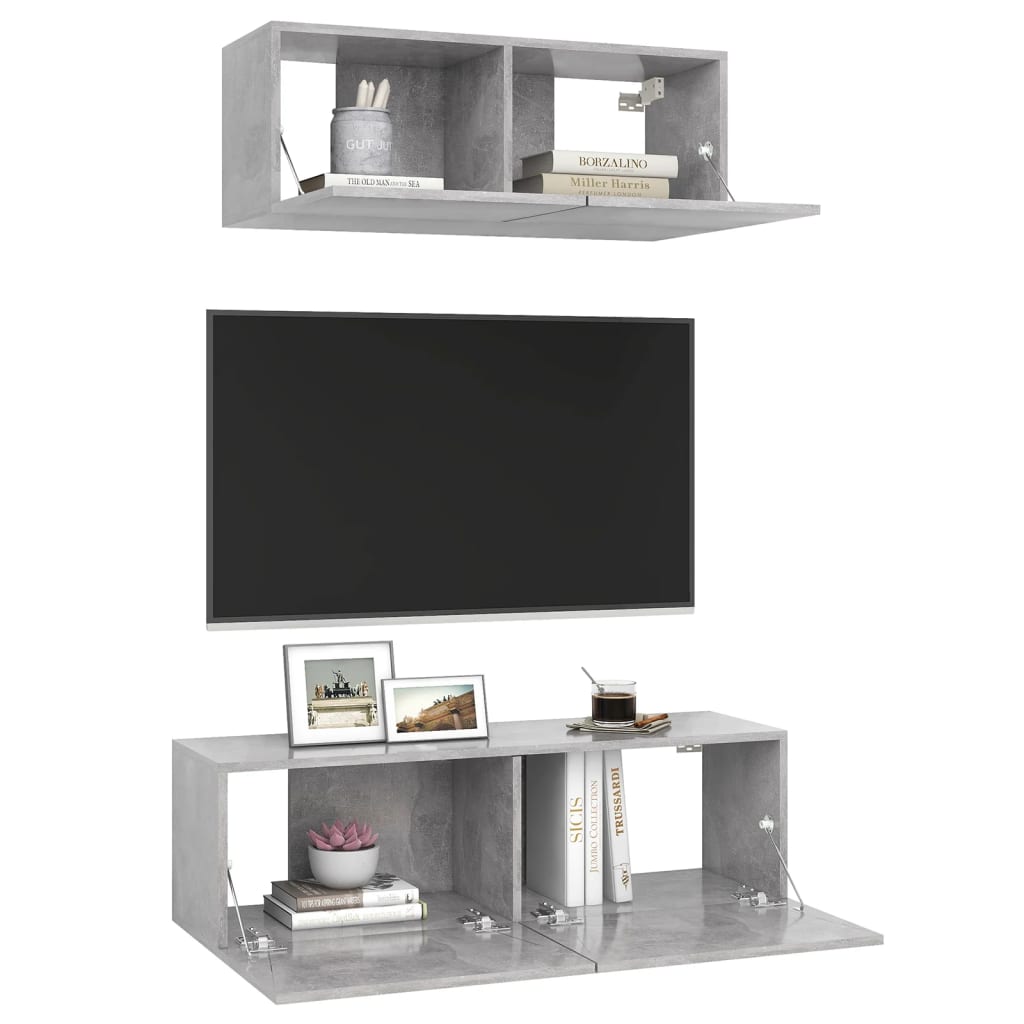 2Dílný Set Tv Skříněk Betonově Šedý Kompozitní Dřevo