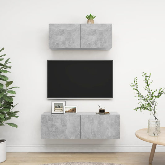 2Dílný Set Tv Skříněk Betonově Šedý Kompozitní Dřevo