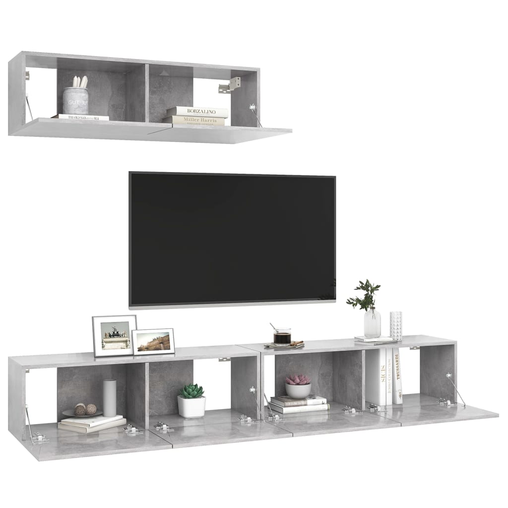 Tv Skříňky 3 Ks Betonově Šedé Kompozitní Dřevo