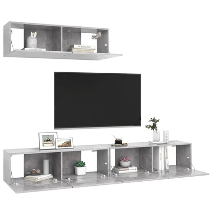 Tv Skříňky 3 Ks Betonově Šedé Kompozitní Dřevo