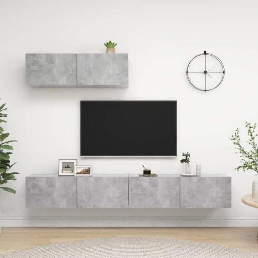 Tv Skříňky 3 Ks Betonově Šedé Kompozitní Dřevo