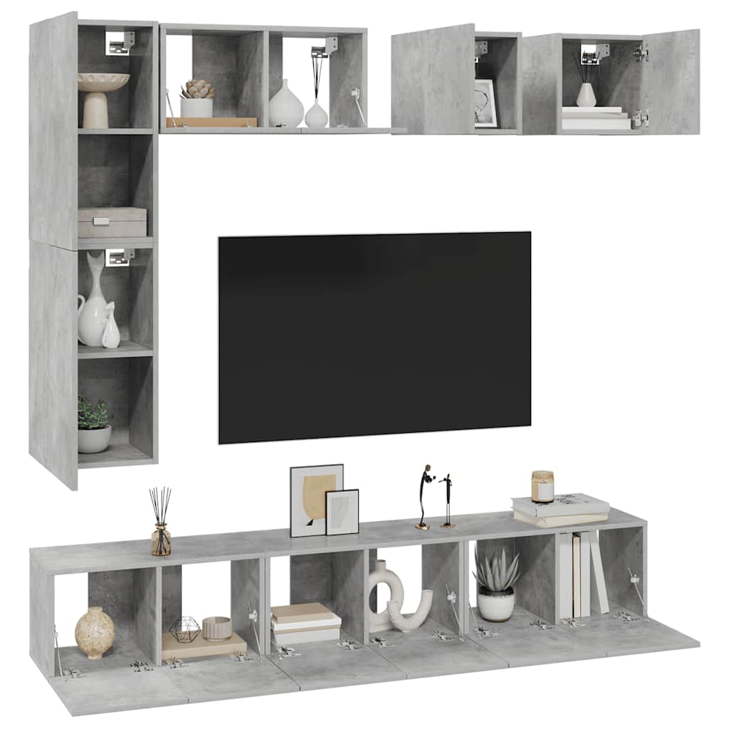 8Dílný Set Tv Skříněk Betonově Šedý Kompozitní Dřevo