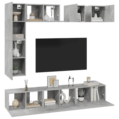 8Dílný Set Tv Skříněk Betonově Šedý Kompozitní Dřevo