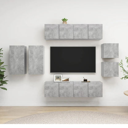 8Dílný Set Tv Skříněk Betonově Šedý Kompozitní Dřevo