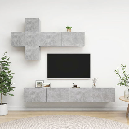7Dílný Set Tv Skříněk Betonově Šedý Dřevotříska