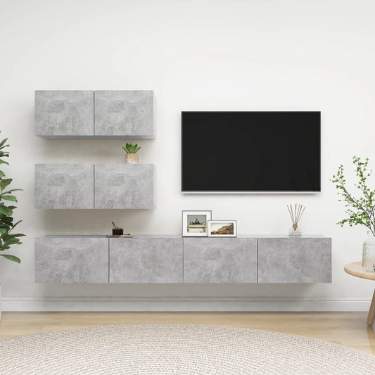 4Dílný Set Tv Skříněk Betonově Šedý Kompozitní Dřevo