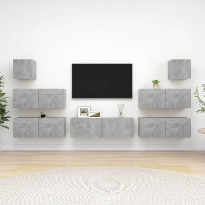 8Dílný Set Tv Skříněk Betonově Šedý Kompozitní Dřevo