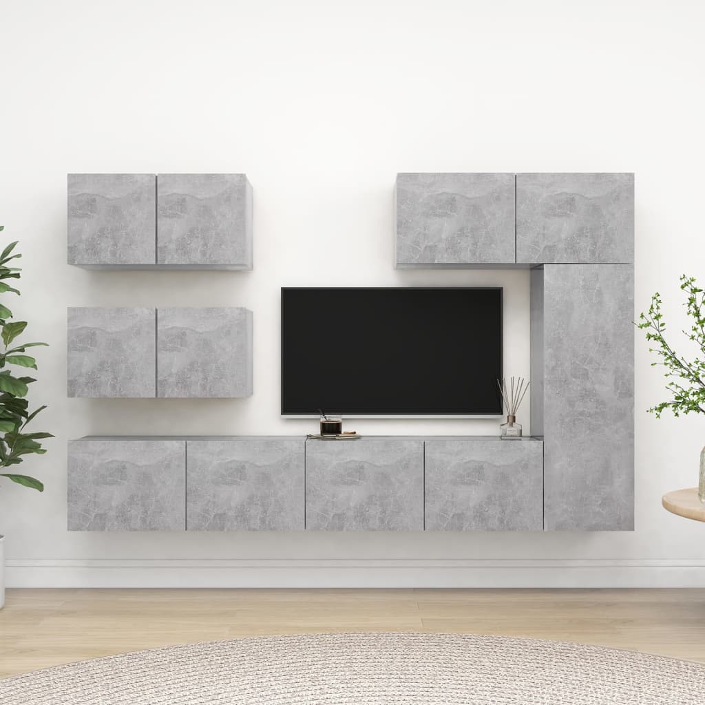 6Dílný Set Tv Skříněk Betonově Šedý Kompozitní Dřevo