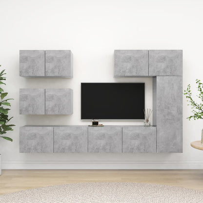 6Dílný Set Tv Skříněk Betonově Šedý Kompozitní Dřevo