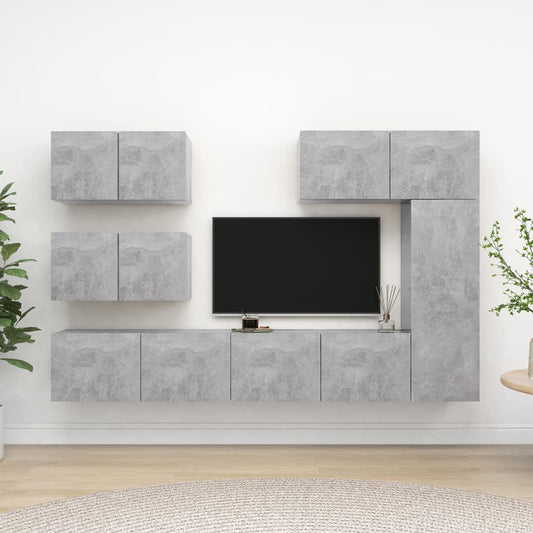 6Dílný Set Tv Skříněk Betonově Šedý Kompozitní Dřevo