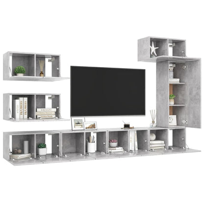 8Dílný Set Tv Skříněk Betonově Šedý Kompozitní Dřevo