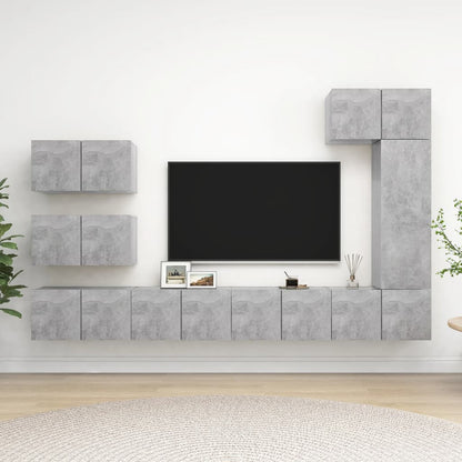 8Dílný Set Tv Skříněk Betonově Šedý Kompozitní Dřevo