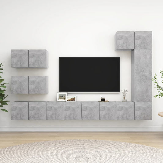 8Dílný Set Tv Skříněk Betonově Šedý Kompozitní Dřevo