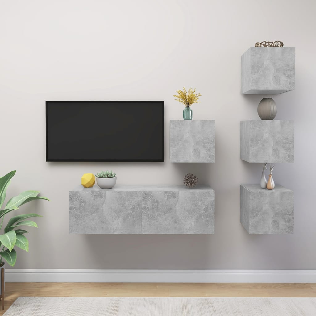 5Dílný Set Tv Skříněk Betonově Šedý Dřevotříska
