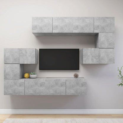 8Dílný Set Tv Skříněk Betonově Šedý Kompozitní Dřevo