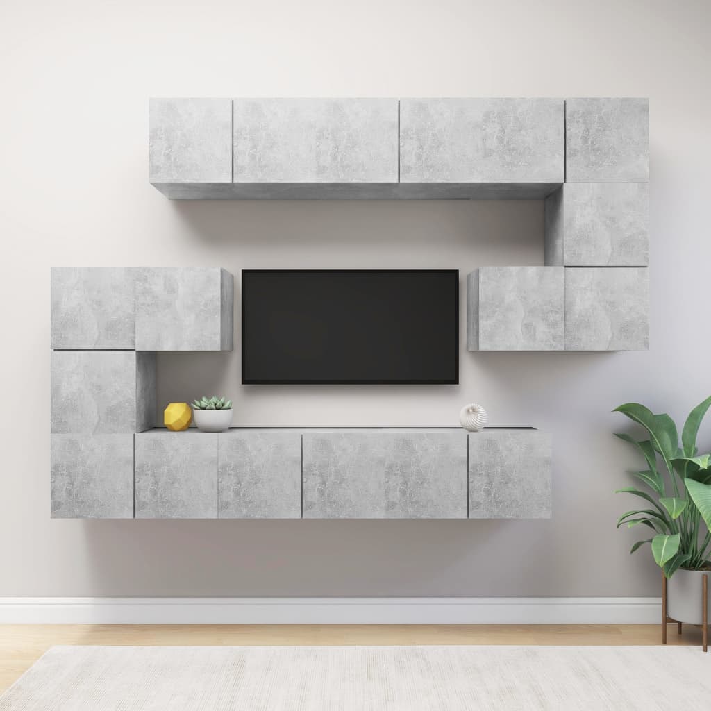 8Dílný Set Tv Skříněk Betonově Šedý Kompozitní Dřevo