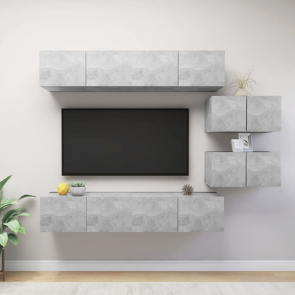 6Dílný Set Tv Skříněk Betonově Šedý Kompozitní Dřevo