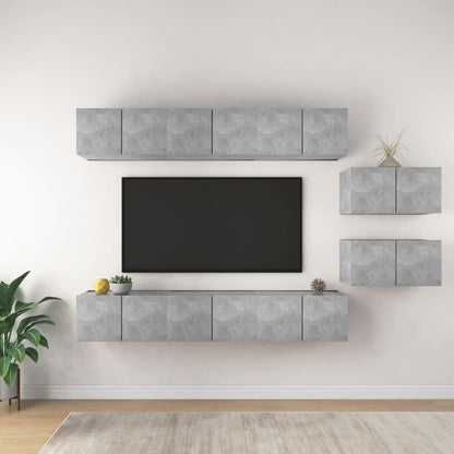 Tv Skříňky 8 Ks Betonově Šedé Kompozitní Dřevo