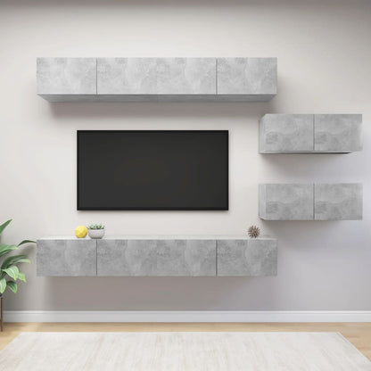 6Dílný Set Tv Skříněk Betonově Šedý Kompozitní Dřevo