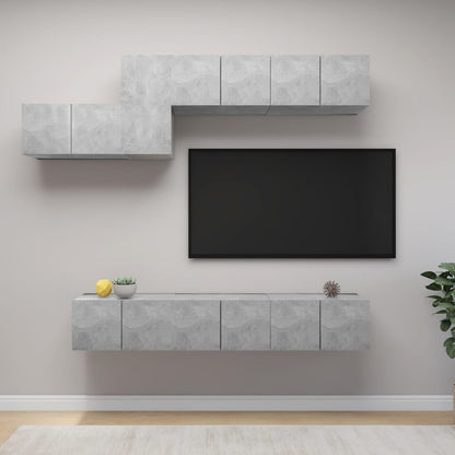 7Dílný Set Tv Skříněk Betonově Šedý Kompozitní Dřevo