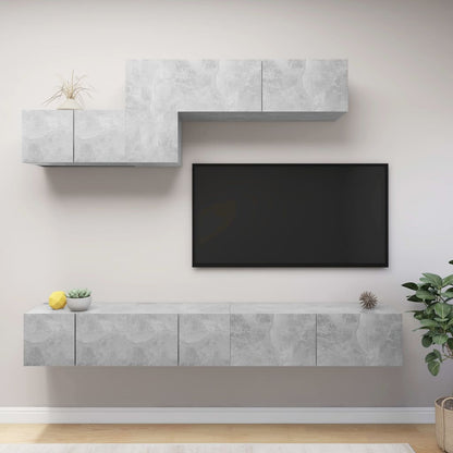 7Dílný Set Tv Skříněk Betonově Šedý Kompozitní Dřevo