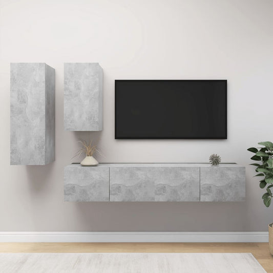4Dílný Set Tv Skříněk Betonově Šedý Kompozitní Dřevo