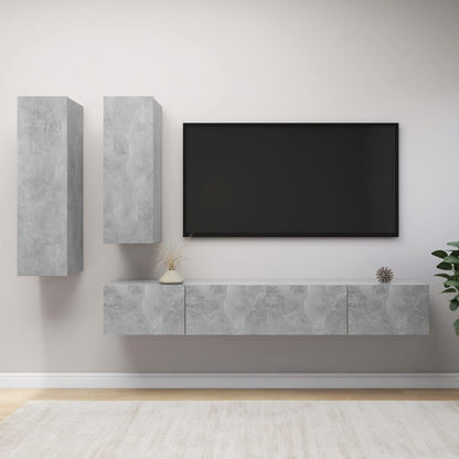 4Dílný Set Tv Skříněk Betonově Šedý Kompozitní Dřevo