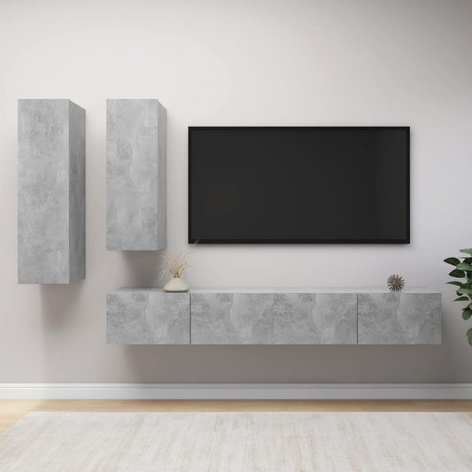 4Dílný Set Tv Skříněk Betonově Šedý Kompozitní Dřevo