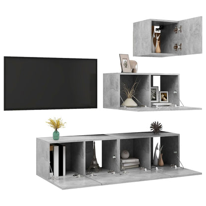4Dílný Set Tv Skříněk Betonově Šedý Kompozitní Dřevo