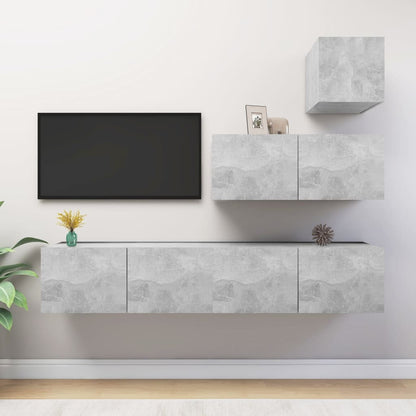 4Dílný Set Tv Skříněk Betonově Šedý Kompozitní Dřevo