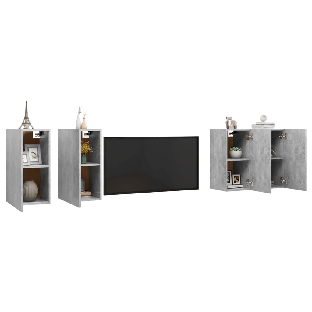 Tv Skříňky 4 Ks Betonově Šedé 30,5 X 30 X 60 Cm Dřevotříska