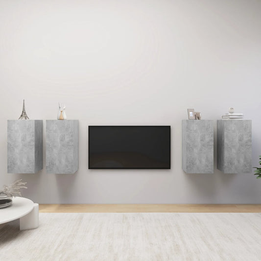 Tv Skříňky 4 Ks Betonově Šedé 30,5 X 30 X 60 Cm Dřevotříska
