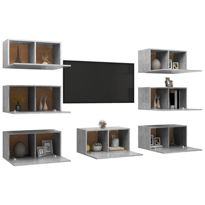 Tv Stolky 7 Ks Betonově Šedé 30,5 X 30 X 60 Cm Dřevotříska