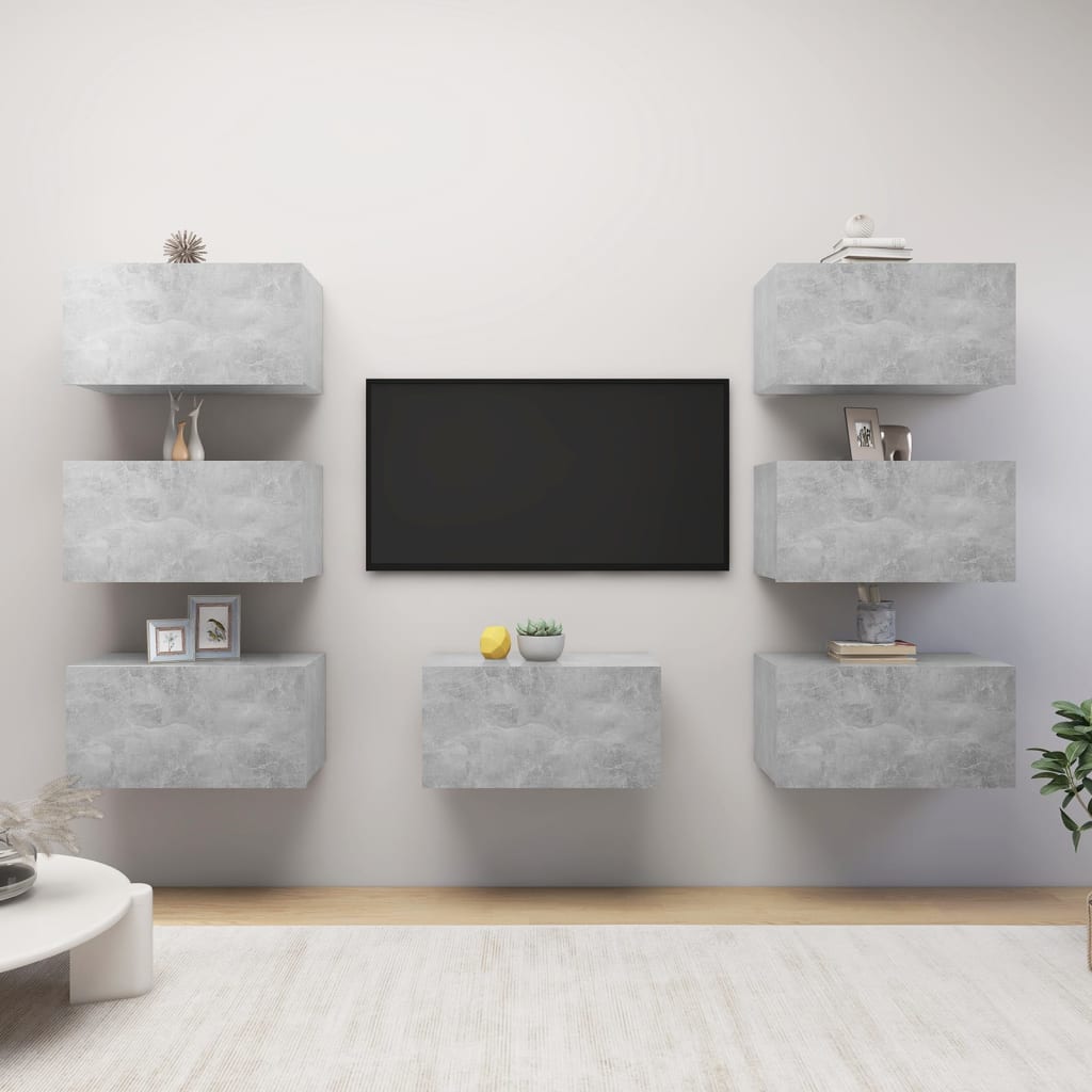 Tv Stolky 7 Ks Betonově Šedé 30,5 X 30 X 60 Cm Dřevotříska