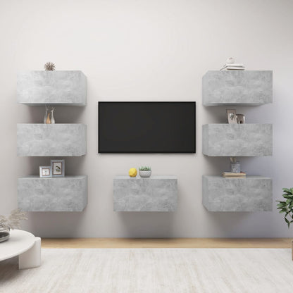 Tv Stolky 7 Ks Betonově Šedé 30,5 X 30 X 60 Cm Dřevotříska