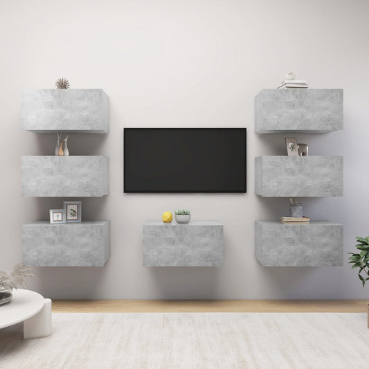Tv Stolky 7 Ks Betonově Šedé 30,5 X 30 X 60 Cm Dřevotříska