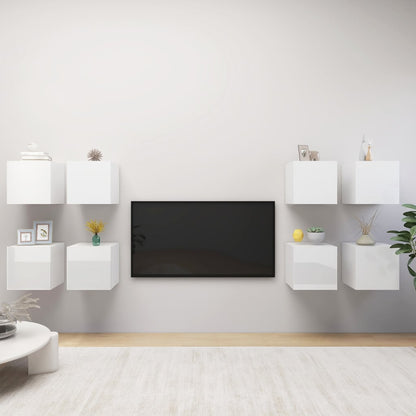 Nástěnné Tv Skříňky 8 Ks Šedé 30,5 X 30 X 30 Cm