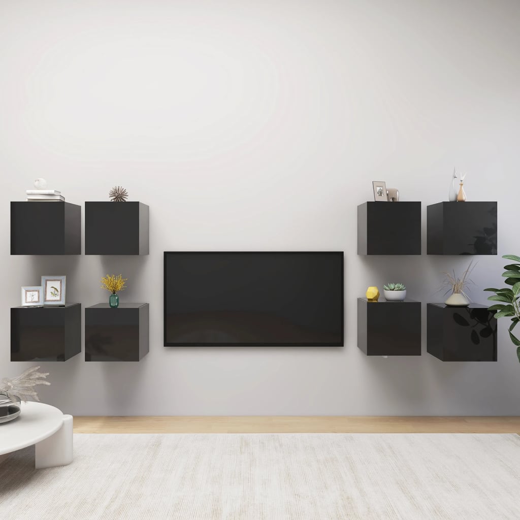 Nástěnné Tv Skříňky 8 Ks Šedé 30,5 X 30 X 30 Cm