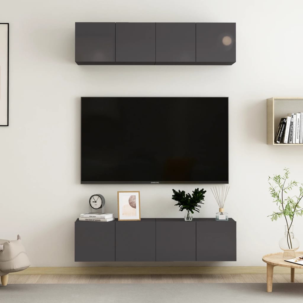 Tv Skříňky 4 Ks Betonově Šedé 60 X 30 X 30 Cm Kompozitní Dřevo