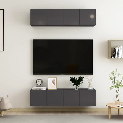 Tv Skříňky 4 Ks Betonově Šedé 60 X 30 X 30 Cm Kompozitní Dřevo