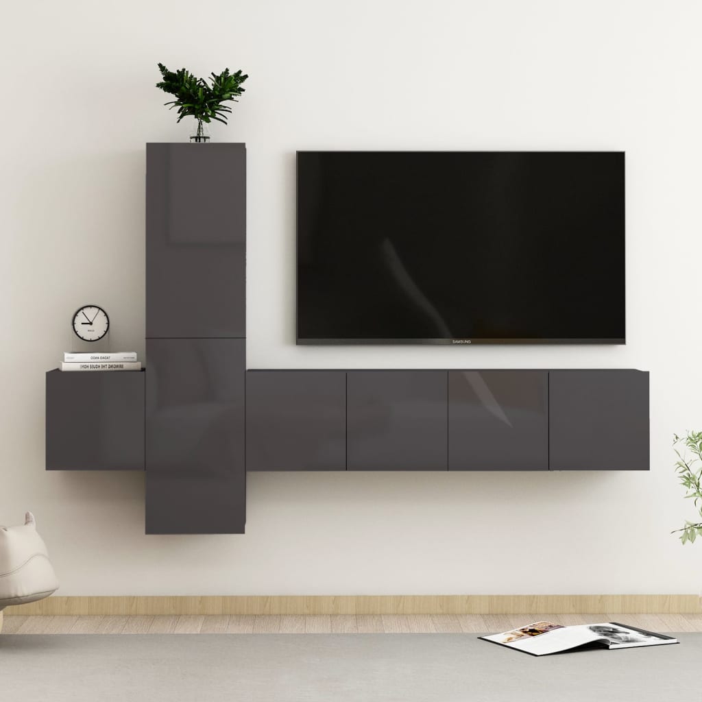 3Dílný Set Tv Skříněk Betonově Šedý Kompozitní Dřevo