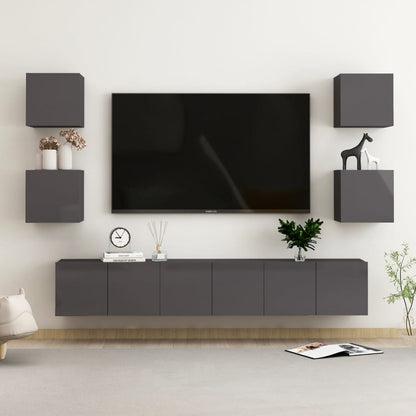 6Dílný Set Tv Skříněk Betonově Šedý Kompozitní Dřevo