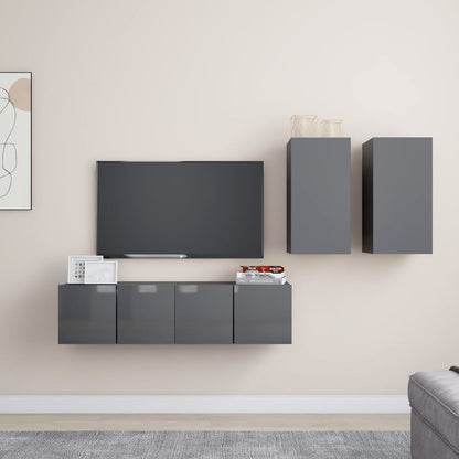 4Dílný Set Tv Skříněk Šedý Dřevotříska