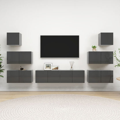 8Dílný Set Tv Skříněk Betonově Šedý Kompozitní Dřevo