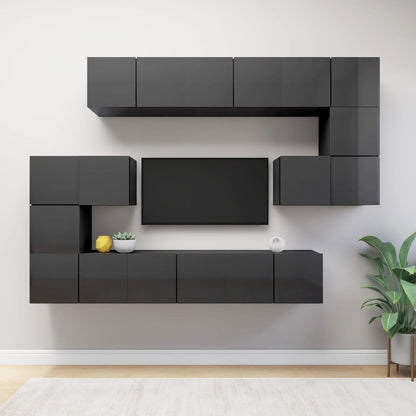 8Dílný Set Tv Skříněk Betonově Šedý Kompozitní Dřevo